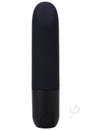 Compact black bullet vibe with 10 functions and USB rechargeable design, made from body-safe silicone.