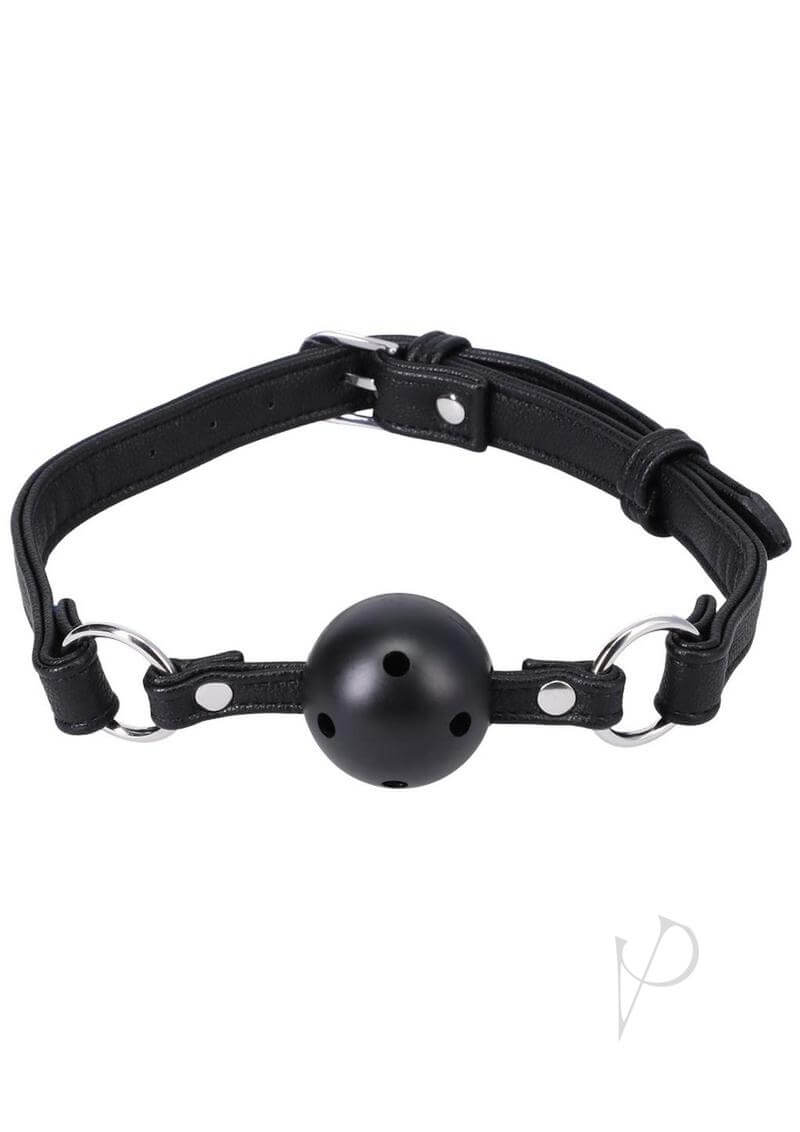 Black vegan leather silicone ball gag for BDSM play - BDSM essentials