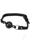 Black silicone ball gag with vegan leather straps for BDSM essentials