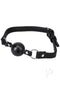 Black silicone ball gag with vegan leather straps for BDSM essentials
