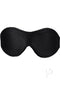 Comfortable vegan leather blindfold with soft velvet lining in black, designed for sensory deprivation and intimate moments.