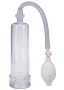 Clear "In a Bag Penis Pump" with bulb-operated vacuum for enhancing size and performance