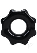 Industrial-shaped black Rock Solid The Gear cock ring for super hard erections and long-lasting performance.