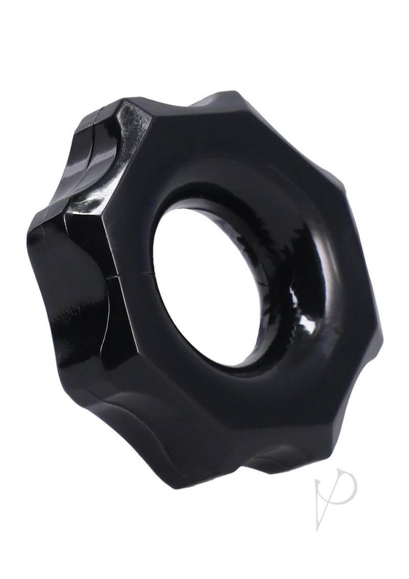 Rock Solid The Gear Black cock ring industrial shape for super hard erections