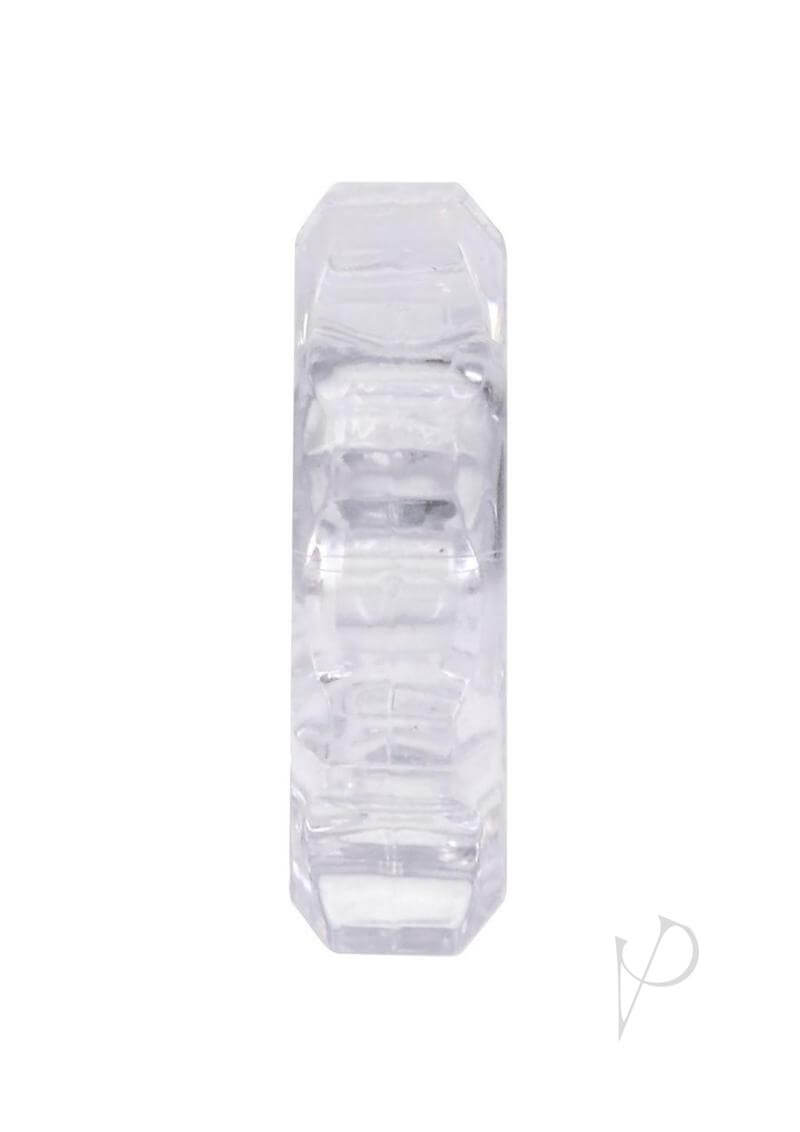 Industrial-shaped Rock Solid The Gear Clear cock ring for super-hard erections, made from TPE for body-safe, comfortable use.