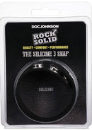 Rock Solid The Silicone 3 Snap Black Cock Ring Packaging with Health-Grade Silicone for Versatile and Safe Use