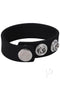 Rock Solid The Silicone 3 Snap Black Cock Ring with adjustable nickel snaps for a perfect fit, crafted from body-safe silicone.