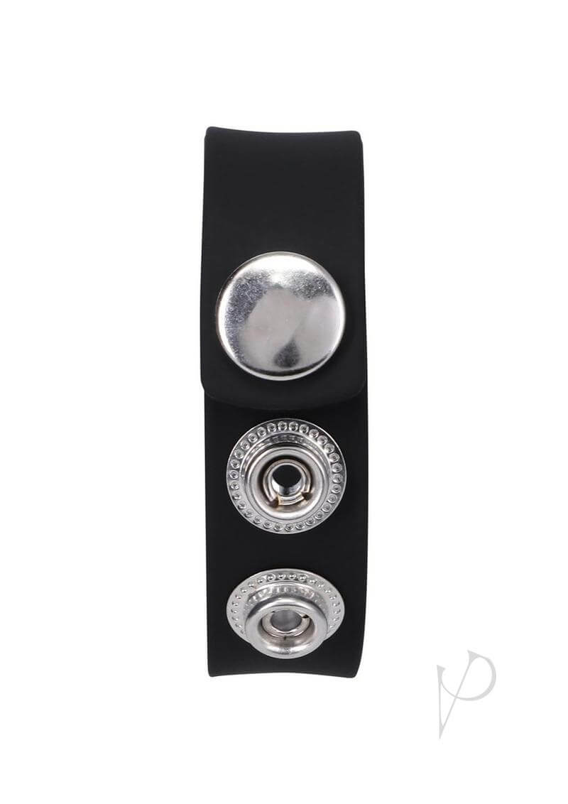 Rock Solid The Silicone 3 Snap Black Cock Ring with nickel snap options and health-grade silicone for a versatile and body-safe fit