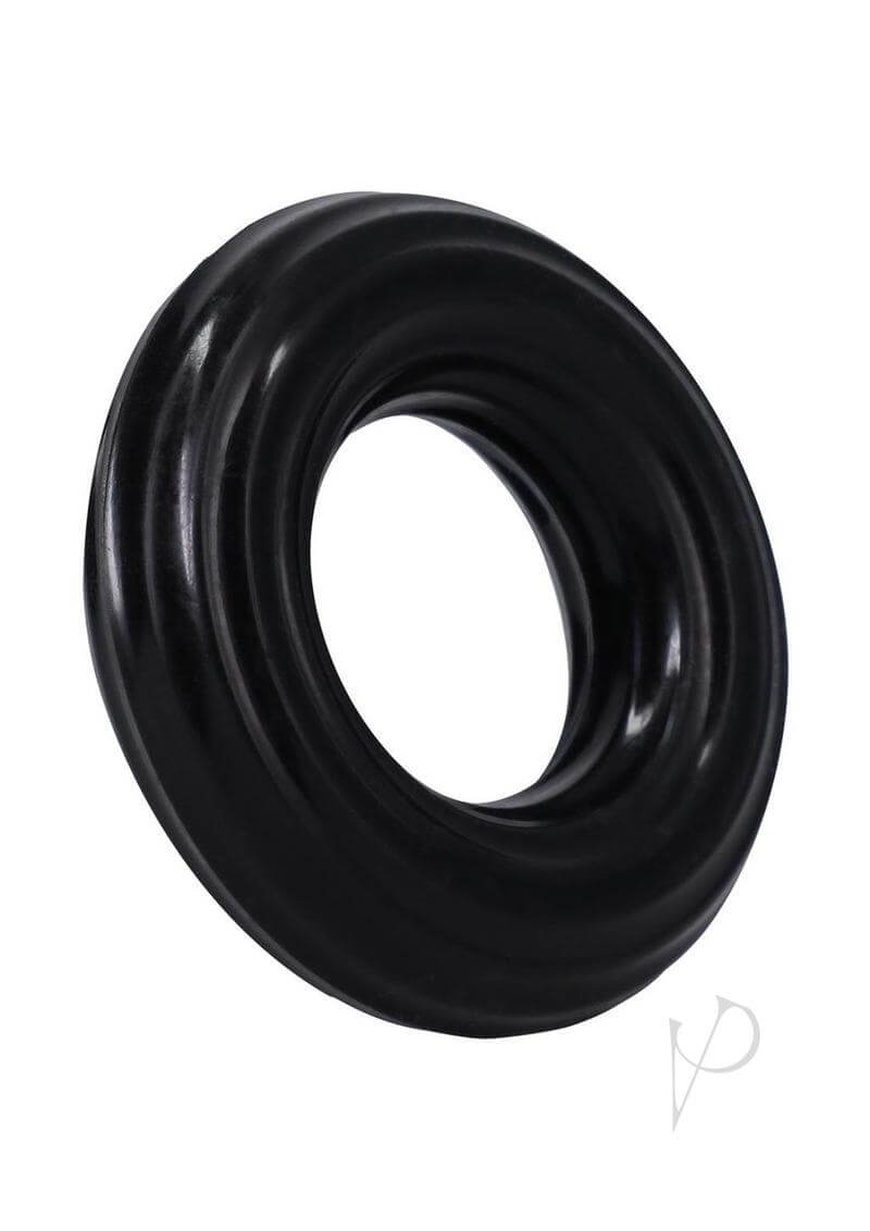 Rock Solid Ribbed Donut Black textured cock ring for enhanced pleasure and rock-hard erections.