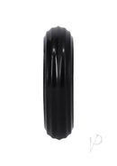 Black ribbed donut cock ring for enhanced pleasure and rock-hard erections. Crafted from body-safe, phthalate-free silicone.
