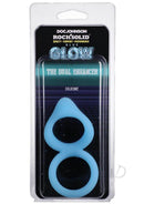 Rock Solid Dual Enhancer Blue glow-in-the-dark silicone double ring in packaging