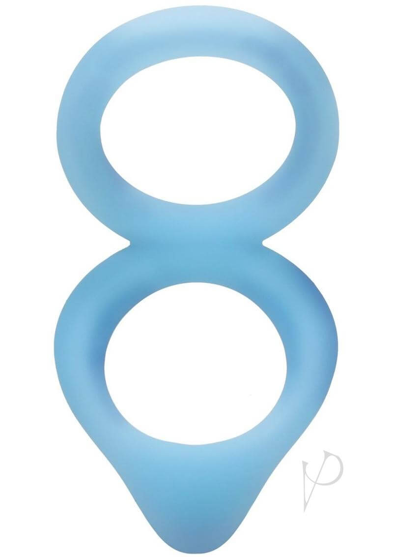 Rock Solid Dual Enhancer Blue Glow-in-the-Dark Double Ring with Clitoral Tickler for Enhanced Pleasure