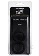Rock Solid Dual Enhancer Black silicone double ring for enhanced erections and partner pleasure in retail packaging