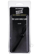 Rock Solid Lasso Single Lock Black in original packaging showing adjustable silicone cock ring by Doc Johnson