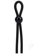 Rock Solid Lasso Single Lock Black adjustable silicone cock ring for enhanced performance and custom fit with DuraTech materials