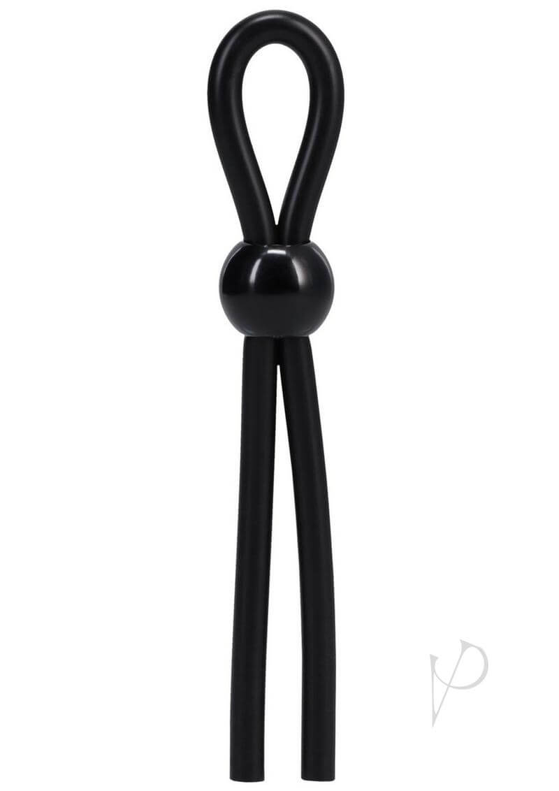 Rock Solid Lasso Single Lock Black adjustable silicone cock ring for enhanced performance and custom fit with DuraTech materials