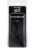 Adjustable and secure Rock Solid The Lasso Double Lock Black cock ring in packaging.