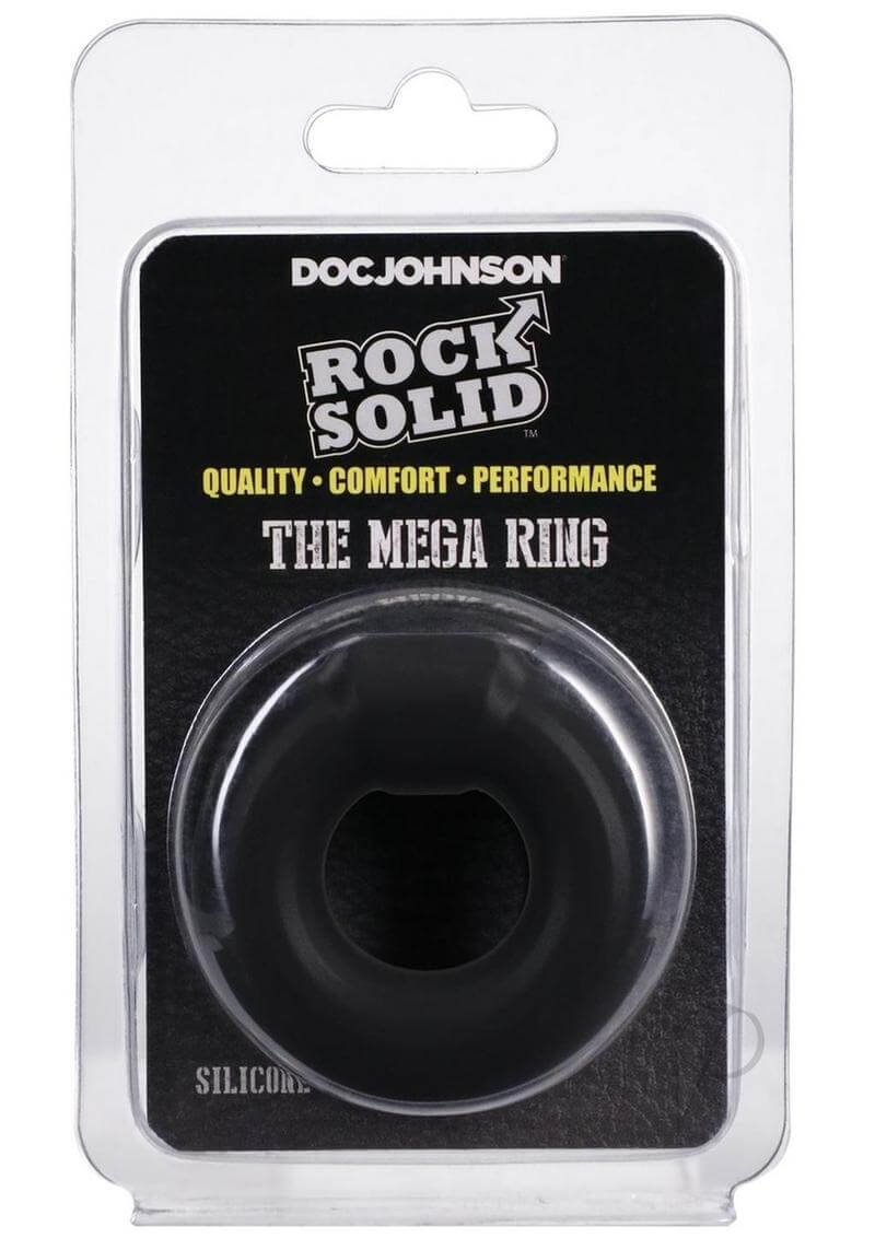 Rock Solid Mega Ring Black Ultimate Erection Enhancer with Knob in Packaging