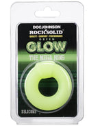 Rock Solid Mega Ring Green Glow-in-the-Dark Silicone Pleasure Product in Packaging