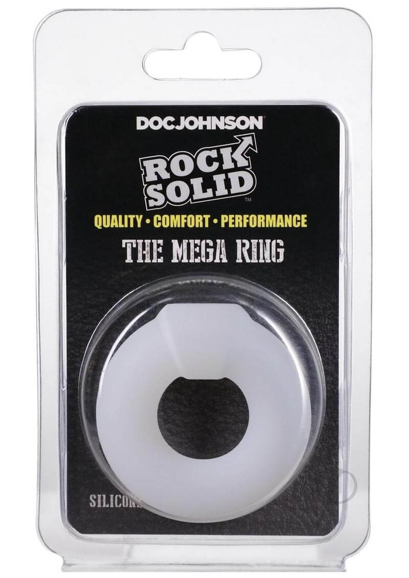 Rock Solid The Mega Ring White in packaging for enhanced pleasure and performance.
