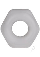 White silicone cock ring shaped like a bolt for ultimate pleasure and comfort.