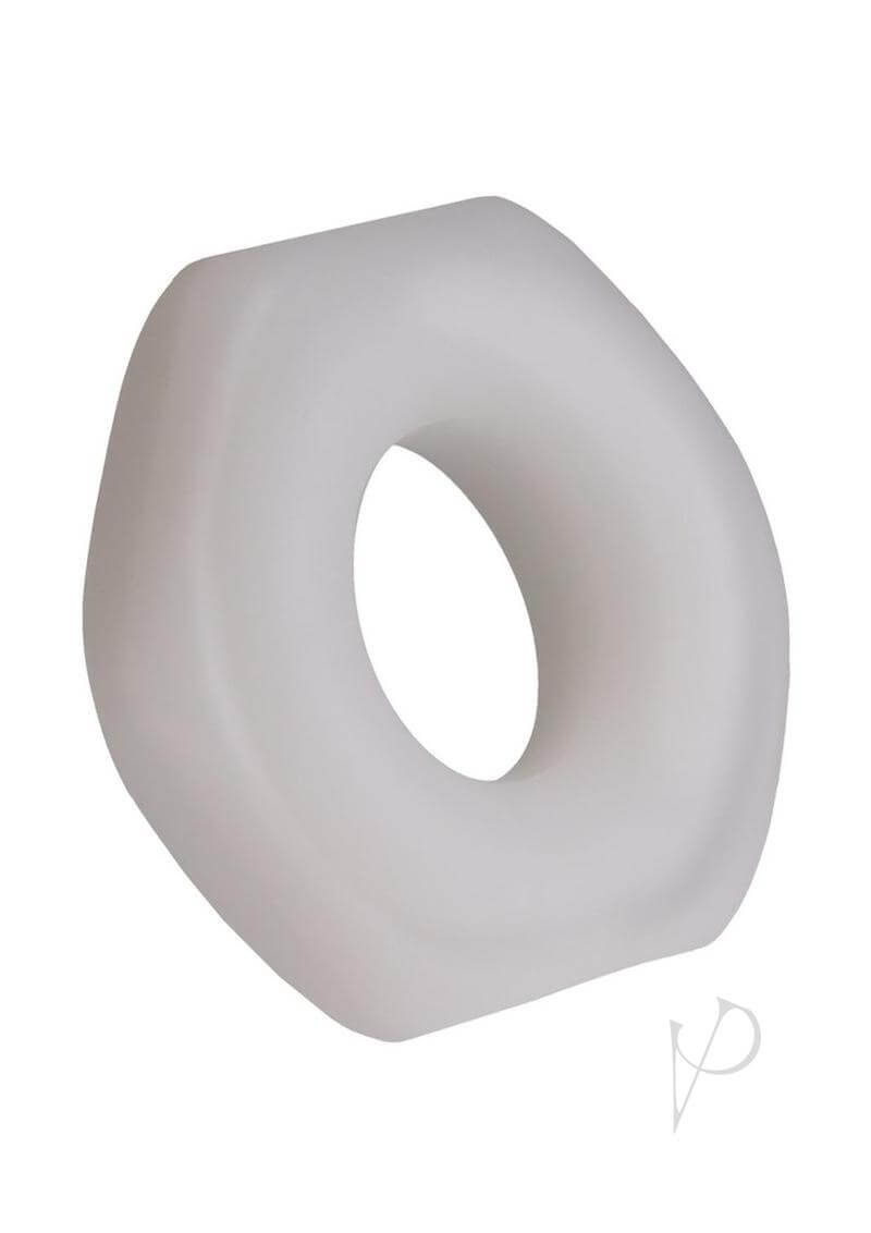 White silicone bolt-shaped Rock Solid The Nutt cock ring for enhancing size and thickness, providing comfort and longer-lasting erections