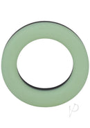 Glow-in-the-dark green silicone delay ring for enhanced pleasure and comfort by Rock Solid.