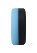 Glow-in-the-dark blue silicone delay ring for enhanced pleasure by Rock Solid, shown in vertical alignment on white background.