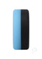 Glow-in-the-dark blue silicone delay ring for enhanced pleasure by Rock Solid, shown in vertical alignment on white background.
