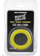 Rock Solid The Big O Yellow Silicone Cock Ring in packaging – enhances pleasure and performance, designed for maximum comfort