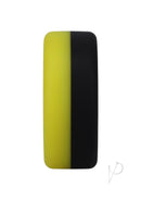 Yellow and black silicone cock ring in a perfect O shape designed for enhancing pleasure and performance.