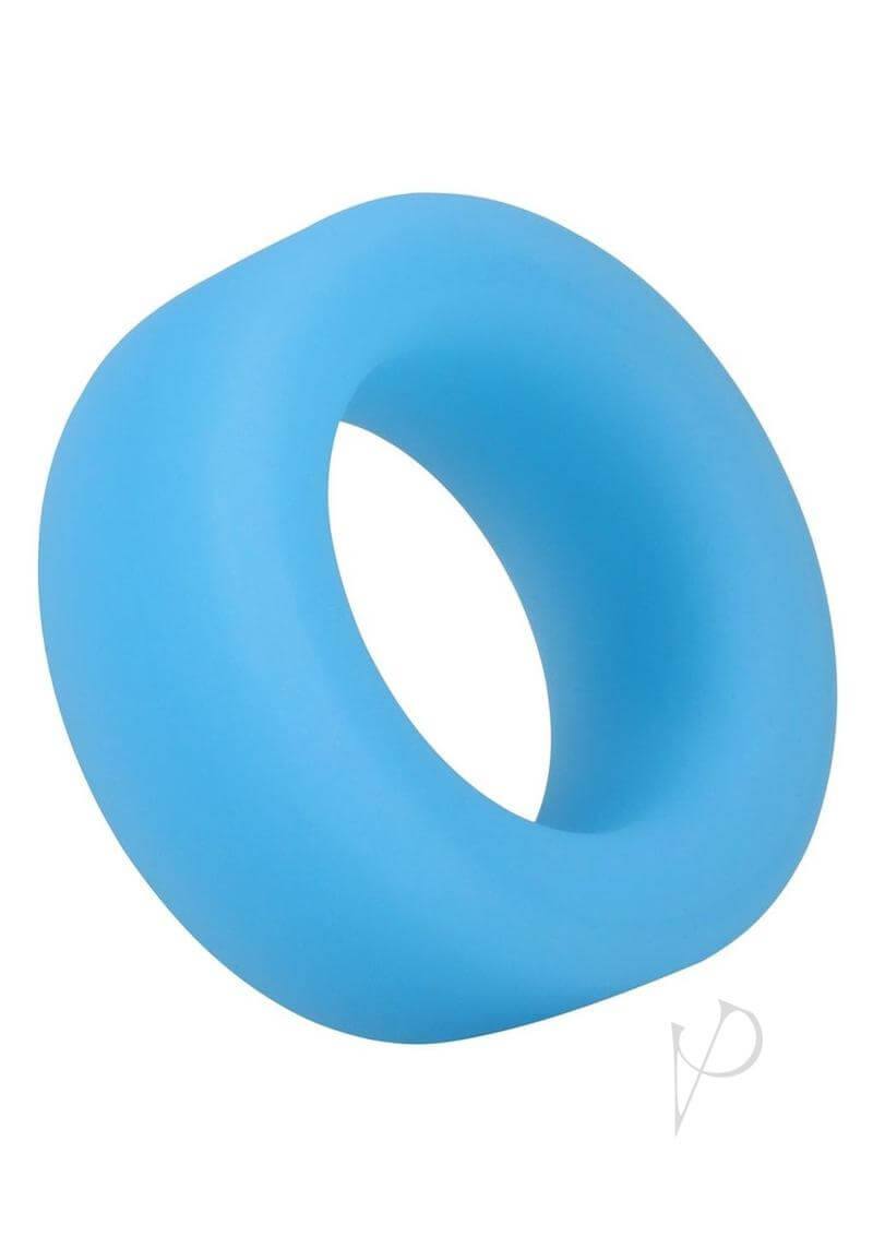 Blue silicone O-shaped delay ring for enhanced pleasure and stamina, phthalate-free and body-safe.