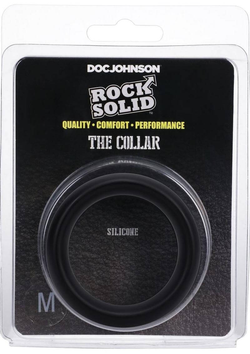 Rock Solid Silicone Collar in Medium Black packaging showcasing quality and performance.