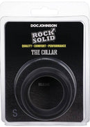 Rock Solid The Silicone Collar Small Black Cock Ring packaging promoting quality, comfort, and performance