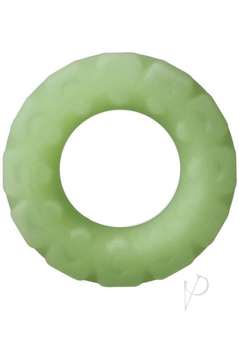 Rock Solid The Tire green glow-in-the-dark cock ring with tread design for extra texture and stimulation.