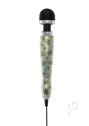 Doxy Die Cast 3 Cannabis Wand Massager with cannabis leaf design, featuring ergonomic buttons for high-intensity vibrations. Exclusive to ECN.