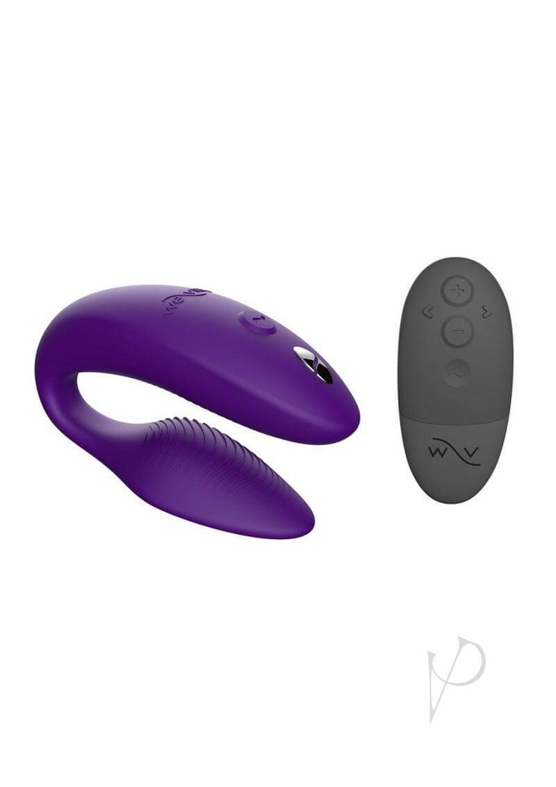 We Vibe Sync Purple couples vibrator with remote control for customizable fit and dual stimulation.