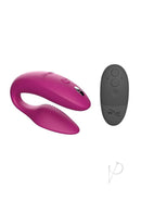 We Vibe Sync Dusty Pink couples vibrator with remote control for shared, hands-free vibrations and adjustable fit.