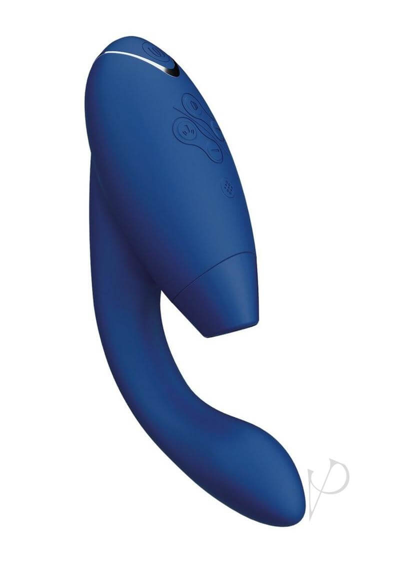 DUO 2 Blue Premium Rabbit Toy with Pleasure Air clitoral stimulator and G-Spot vibrator for intense blended orgasms.