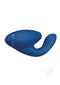 Womanizer DUO 2 Blue Premium Rabbit Toy with Pleasure Air clitoral stimulator and G-Spot vibrator for intense blended orgasms.