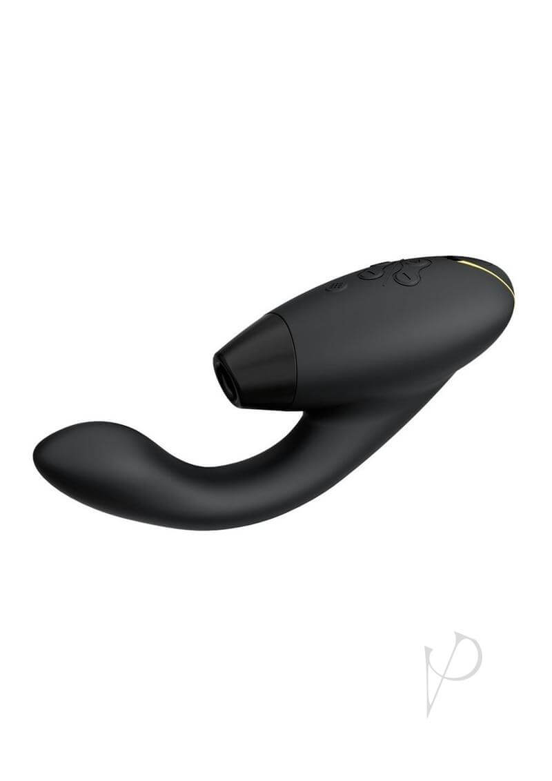 Luxury Womanizer DUO 2 Black rabbit toy with Pleasure Air clitoral stimulator and G-Spot vibrator for blended orgasms
