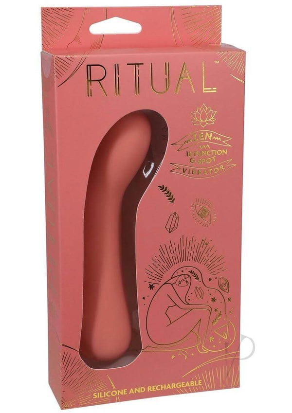 Ritual Zen Orange Silicone G-Spot Vibrator in packaging with luxurious design for peaceful sensuality and precise G-spot stimulation