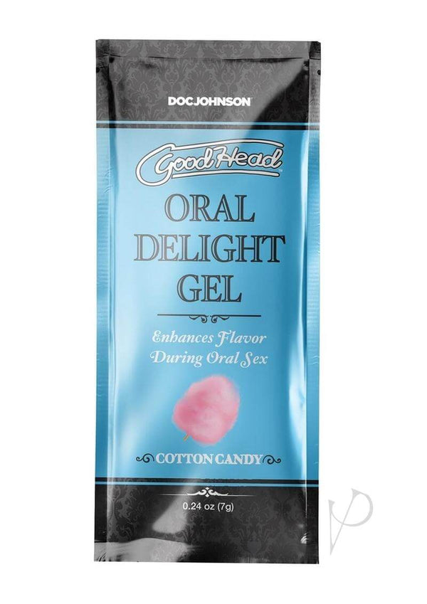 GoodHead Cotton Candy Oral Delight Gel single-use packet enhances flavor during oral sex in a 48-pack.