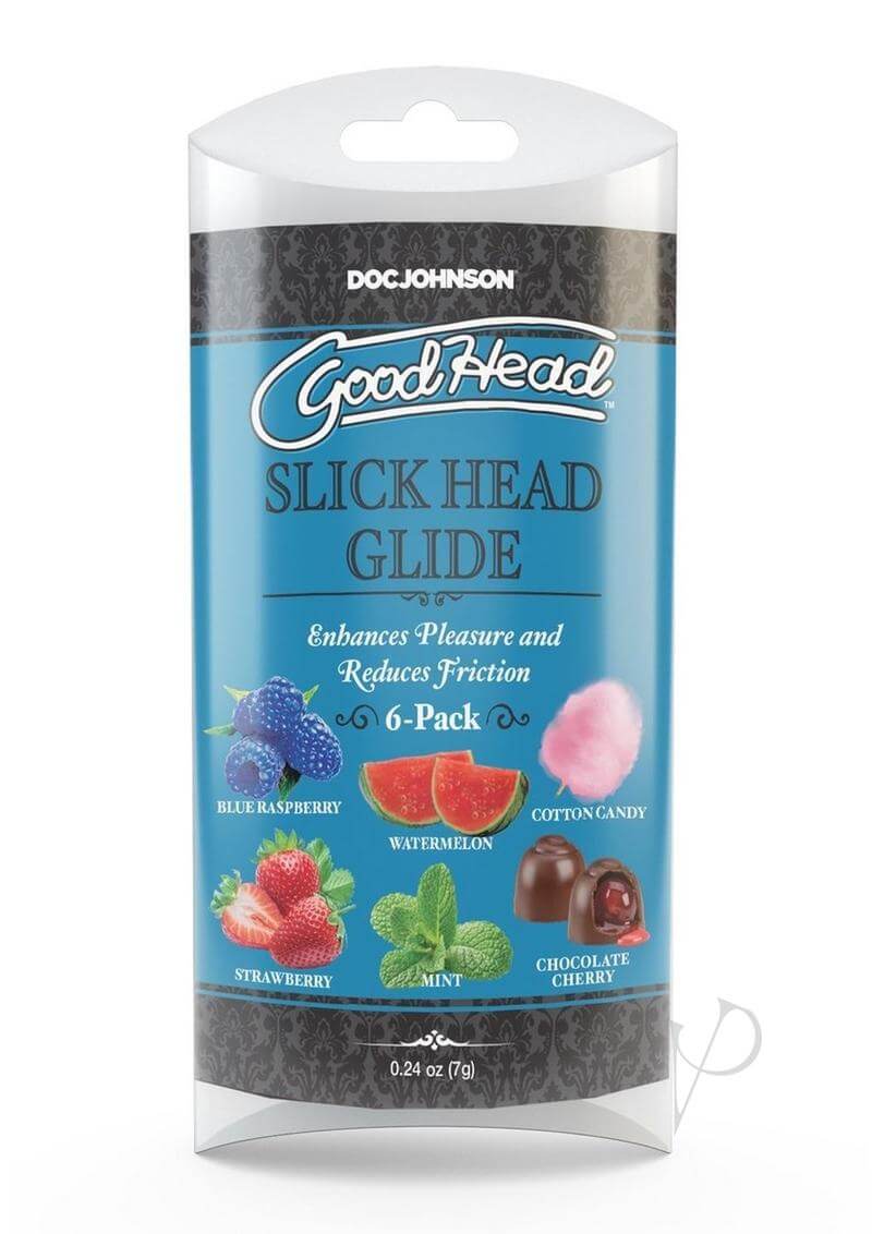 GoodHead Slick Head Glide 6-Pack Flavored Water-Based Lubricants in Various Flavors for Enhanced Pleasure and Reduced Friction