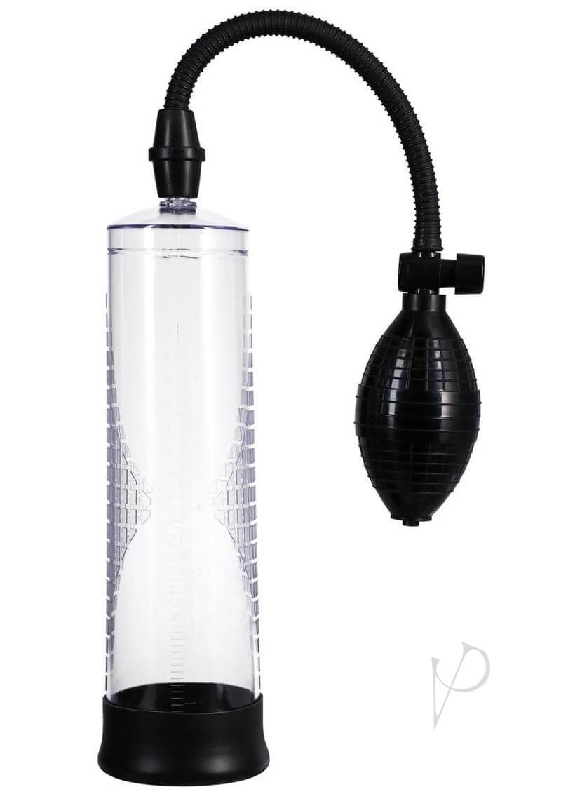Rock Solid Classic Penis Pump with clear tube and black bulb for larger and thicker erections, bedroom performance enhancement