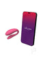 We Vibe Sync Lite Pink C-Shape Vibrator and smartphone displaying the We-Vibe app for remote control.