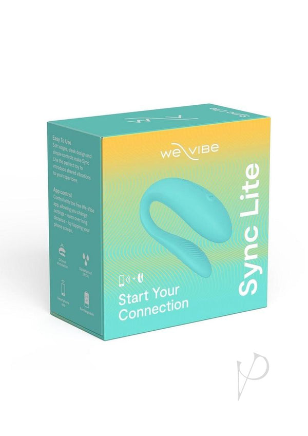 We Vibe Sync Lite Aqua vibrator packaging, featuring a C-Shape design for couples' hands-free enjoyment with app control.