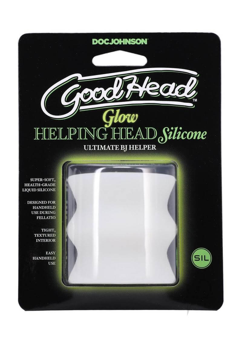 Good Head Glow Helping Head Silicone Mini Stroker in Packaging for Enhanced Pleasure