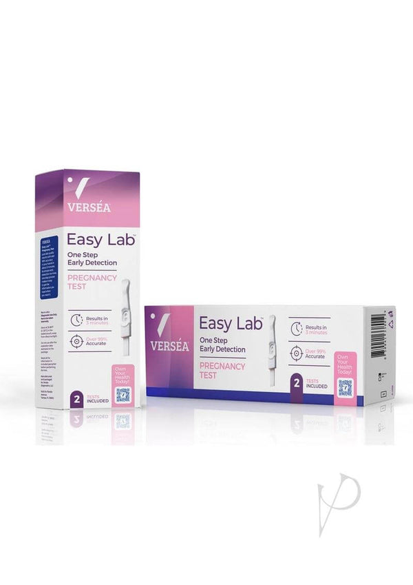 Versea Easy Lab Pregnancy Test 2-Pack packaging, offering accurate early pregnancy testing at home with over 99% accuracy in three minutes
