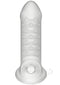 Merci Jacked Up Thin Extender with ball strap for enhanced pleasure, sheer frosted material, six inches long, soft and stretchy design.
